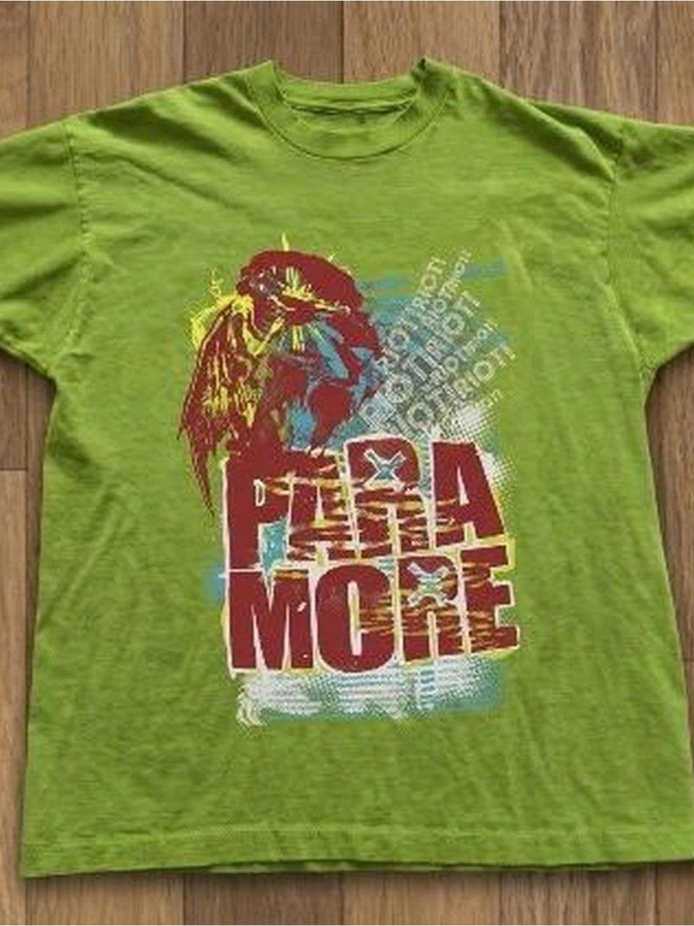 Gildan Lime Green Graphic Short Sleeve Tee with Red Print